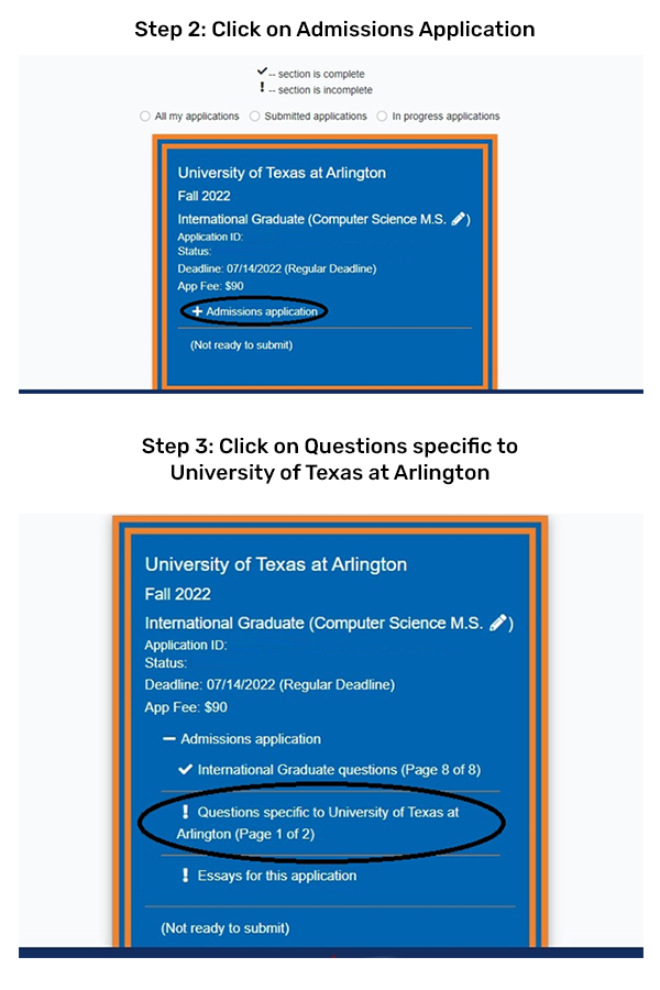 The University of Texas at Arlington step 2
