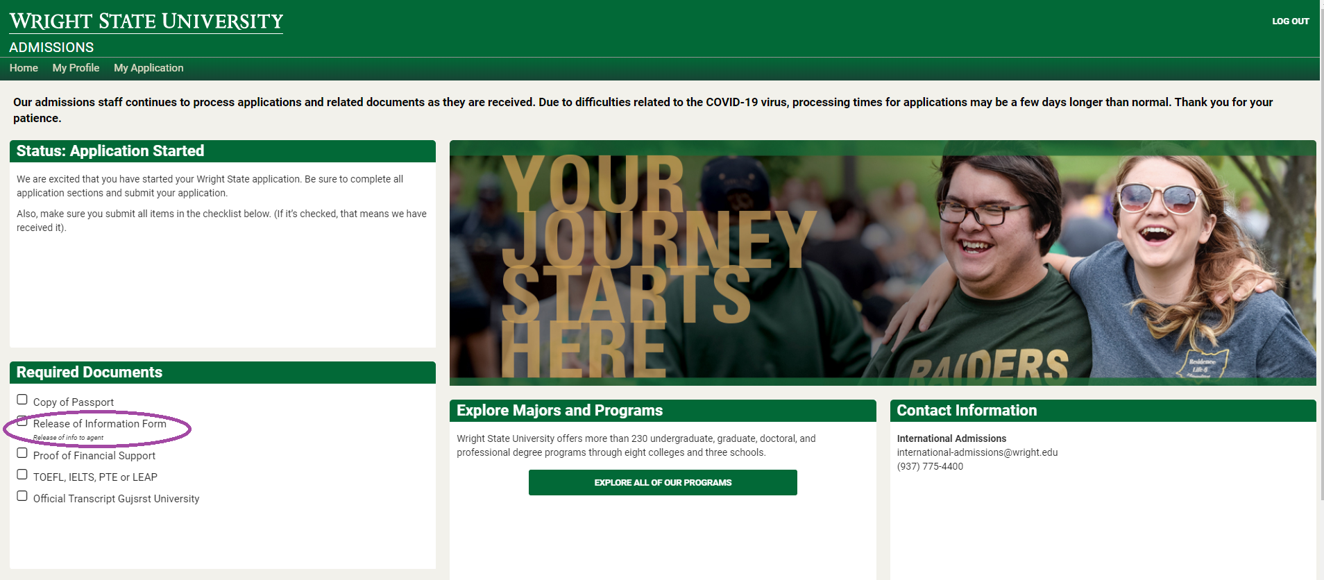 Wright State University step 2